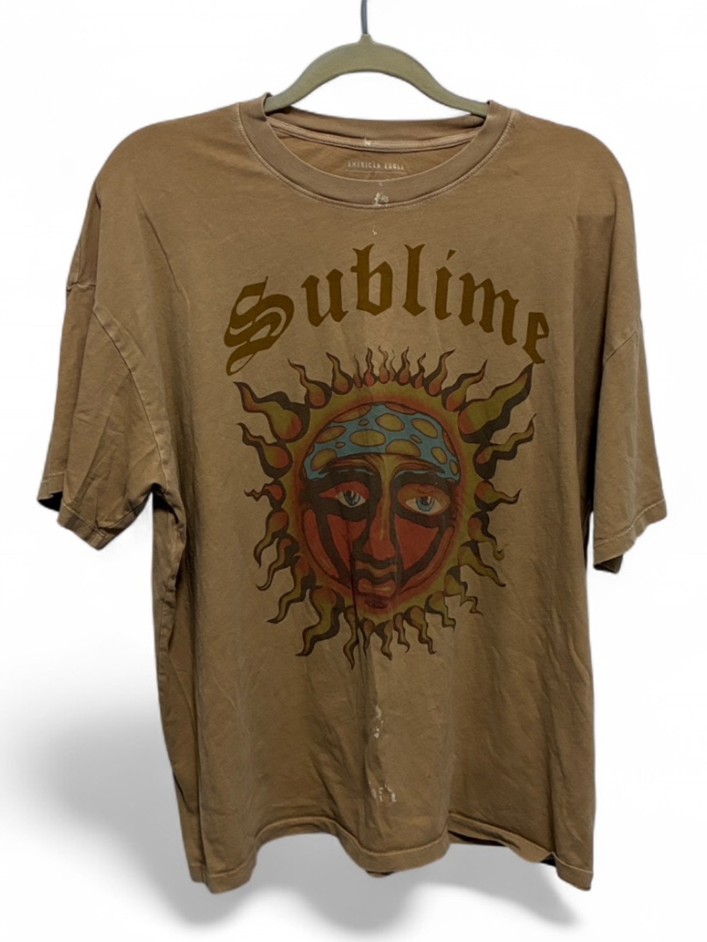 American Eagle Outfitters Tan Sublime Sunface Graphic Oversized Tee Shirt